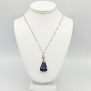 Avenue Purple Druzy Pendant Silver-tone Long Necklace NWT